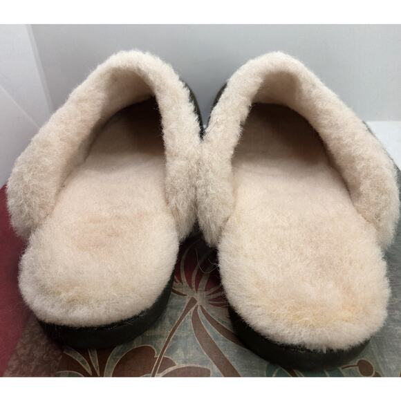 New Born Zoe Forest Green Wool Shearling Mule Slippers Shoes Womens Size 10 - Picture 5 of 8
